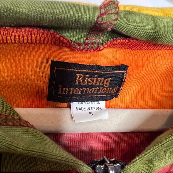 RISING INTERNATIONAL Handmade Multi Patch Cotton Hoodie Jacket. Size Small - Picture 9 of 9